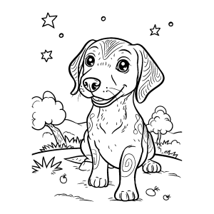 Colorindo um Cachorro Feliz em Noite Estrelada