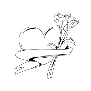 Coração e Flores para Colorir