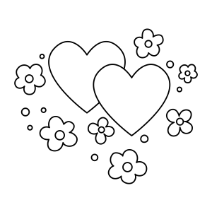 Corações e Flores para Colorir