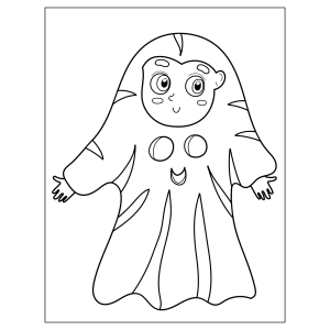 Criança fantasiada de fantasma para colorir