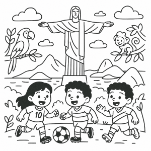 Crianças Jogando Sob o Cristo Redentor