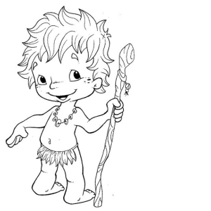 Curupira com o cajado para colorir