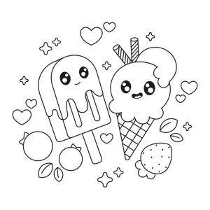 Delícias Geladas Kawaii para Colorir