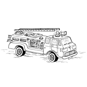 Desenho de Caminhão de Bombeiros Pronto para Colorir