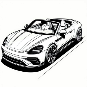 Desenho Detalhado de Carro Conversível