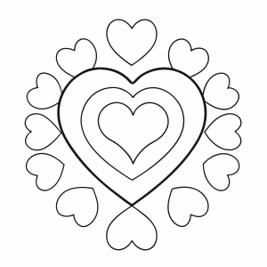 Desenho de Mandala de Corações