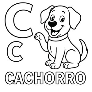 C de Cachorro para Colorir