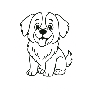 Doguinho Alegre Pronto para Colorir