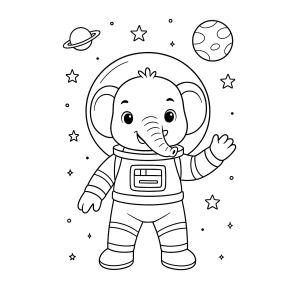 Elefante Astronauta em Aventura Espacial