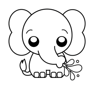 Elefantinho Kawaii Sorridente