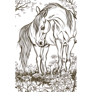 Elegante Cavalo nos Campos Floridos