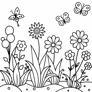 Encanto do Jardim em Flores e Borboletas