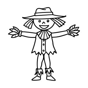 Espantalho Alegre Pronto para Colorir