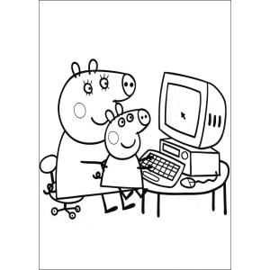 Explorando o Computador com Peppa e Mamãe Pig