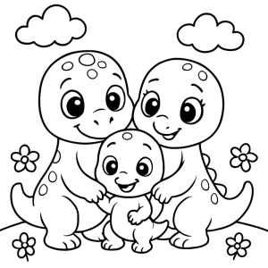 Família de Dinossauros: Aventura para Colorir