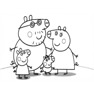 Família Pig Pronta para Colorir