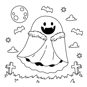 Fantasma vampiro sob a lua cheia para colorir