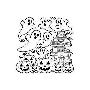 Fantasmas na casa mal-assombrada para colorir