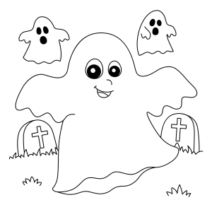 Fantasmas no cemitério à noite para colorir
