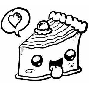 Fatia de Bolo Kawaii em Amor