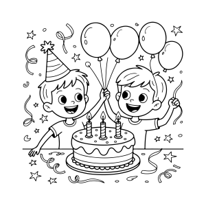 Festa de Aniversário Animada para Colorir