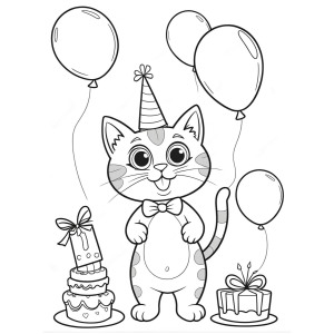 Festa de Aniversário do Gato Festivo