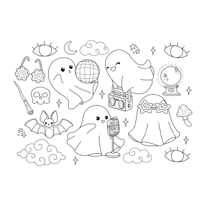 Festa disco dos fantasmas para colorir