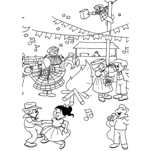Festa Junina Animada para Colorir