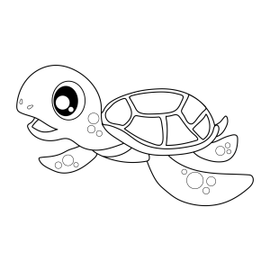 Filhote de tartaruga-marinha sorrindo para colorir
