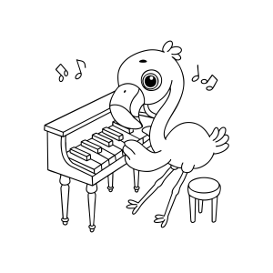 O Flamingo Pianista: Uma Sinfonia Colorida