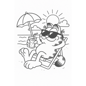 Garfield Relaxando na Praia