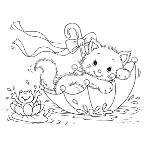 Gatinho e o Guarda-chuva Divertido