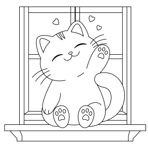 Gatinho Feliz na Janela