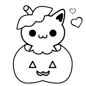Gatinho Kawaii de Abóbora Encantada