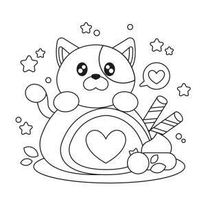 Gatinho Kawaii em Festa de Doces