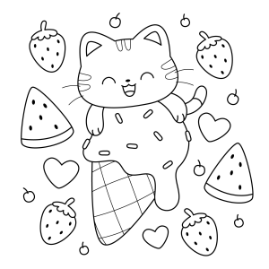 Gatinho Sorvete em Um Mundo Doce