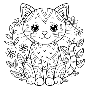Gato Encantado em Jardim Florido