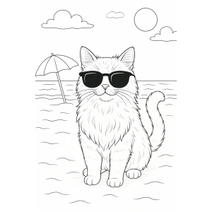 Gato Estiloso na Praia