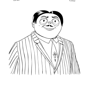 Gomez Addams sorrindo para colorir