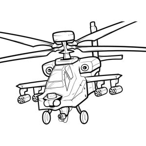 Helicóptero Apache Pronto para Colorir