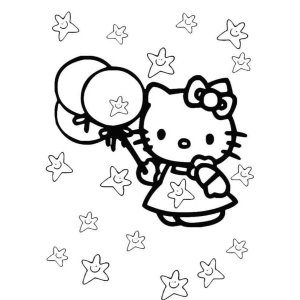 Viva a Alegria com Hello Kitty: Balões e Estrelas