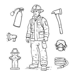 Heroico Bombeiro e Seus Equipamentos
