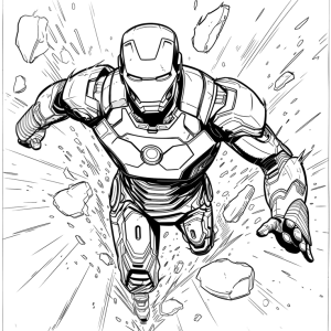 Homem de Ferro atacando com os repulsores para colorir
