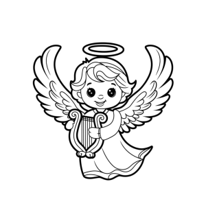 Inocente Anjo Pronto para Colorir