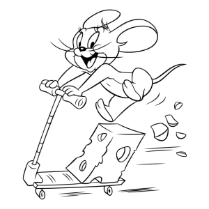 Jerry em Ação: Aventura de Patinete com Queijo
