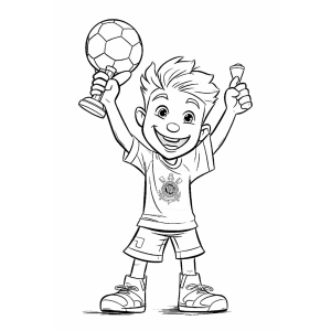 Jovem Torcedor Celebrando com o Troféu do Corinthians