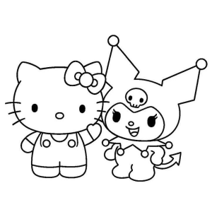 Kuromi e Hello Kitty: Amigas para Colorir