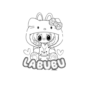 Labubu Encanta em Traje de Hello Kitty