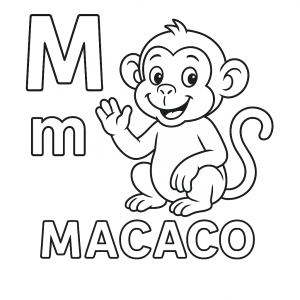 M de Macaco para Colorir
