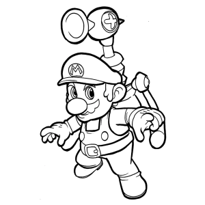 Mario guaxinim voando para colorir
